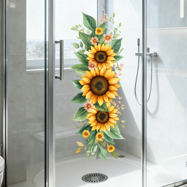 1/2pcsVibrant Sunflower And Tulip Window Decals Are Made Of Reusable PVC Electrostatic Adsorption Material And Are Suitable For Studies,Living Rooms,Florist Window Displays,And Seasonal Gifts.