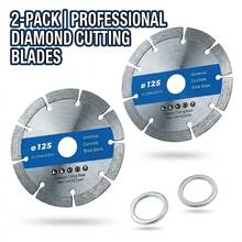 2 đĩa cắt kim cương chuyên nghiệp 115mm/125mm, lưỡi cưa phân đoạn Turbo Edge, thích hợp cho bê tông, gạch, đá và vật liệu xây dựng. - Lưỡi cưa kim cương - Xem 1