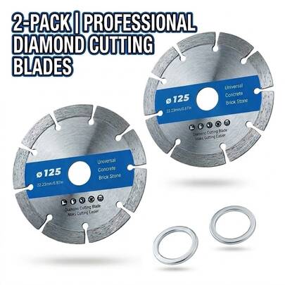 2 đĩa cắt kim cương chuyên nghiệp 115mm/125mm, lưỡi cưa phân đoạn Turbo Edge, thích hợp cho bê tông, gạch, đá và vật liệu xây dựng.