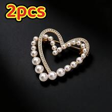1 chiếc ghim cài áo hình trái tim đính ngọc trai giả thanh lịch, thích hợp làm phụ kiện cho áo khoác hoặc áo len, quà tặng ngày Valentine. - Nhiều màu - Xem 10