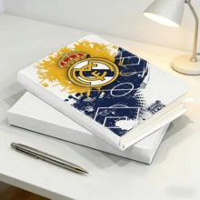 FIFA Real Madrid Logo World Cup Football Theme Notebook A7 Size 96 Pages, Vintage Distressed Style Hardcover Diary, Portable Student Notebook, Football Fan Merchandise Office Diary, World Cup Commemorative Gift - Multicolor - View 4