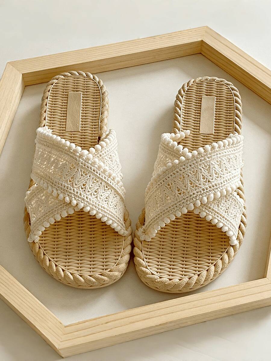 Women's White Sandals, Women's Summer Sandals, Women's Casual Versatile Beach & Daily Wear Slippers, Women's Beach Slippers - White - View 1