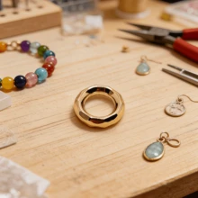 10/20 hạt rỗng màu vàng, phụ kiện làm trang sức, quà tặng Giáng sinh, hạt đệm cho vòng tay, dây chuyền, mặt dây chuyền bông tai, hạt trang trí thủ công tự làm. - Vàng C322 - Xem 12