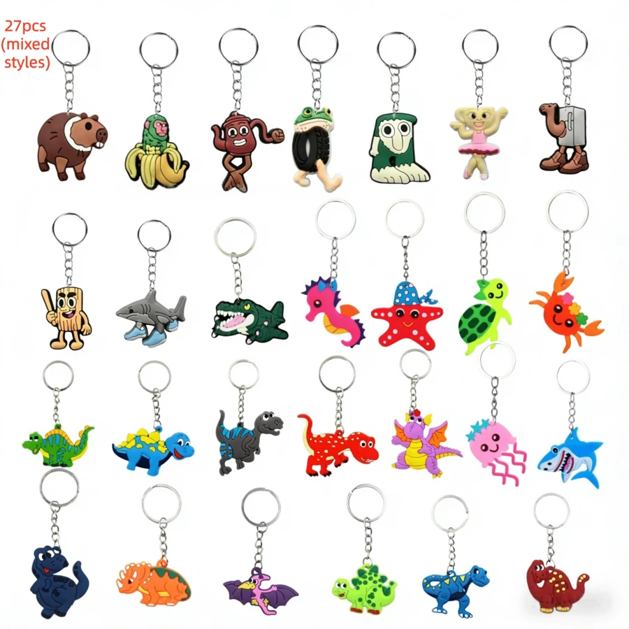 27pcs Soft Cartoon Animal Keychains, Including Marine Animals ...