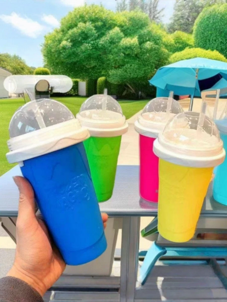 8个装冰沙杯，挤压式冰沙杯，碎冰杯，冰沙杯，夏日奶昔杯，家用冰沙杯 - 彩色 - 查看 1