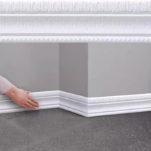 1 miếng nẹp viền tường tự dính kích thước 3.14" x 90.55", thích hợp cho ốp tường phòng ăn và trang trí trần nhà, nẹp trang trí bằng xốp dập nổi, giấy dán tường trang trí nhà cửa - A - Xem 3