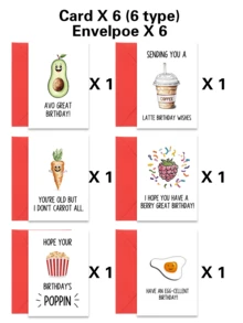 12张可爱水果贺卡，手写生日祝福，励志卡片，空白感谢卡，邀请卡，节日礼物 - A - 查看 12