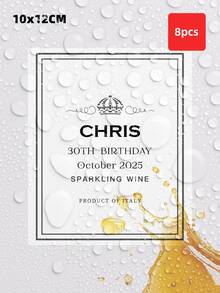 Bộ 1-12 nhãn dán chai rượu vang tùy chỉnh - Nhãn dán Prosecco & Champagne cá nhân hóa, nhãn rượu chống thấm nước và dầu, nhãn dán chai rượu cho lễ cưới, có sẵn màu trắng, xanh dương, đỏ, hoàn hảo cho kỷ niệm, đám cưới, tiệc đính hôn, quà tặng phù dâu, quà tặng Champagne sinh nhật, các buổi họp mặt ngày lễ. - Nhiều màu - Xem 35