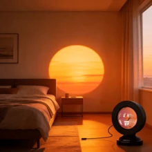 Single Sunset Glow LED Projector Night Light, Versatile Aesthetic Room Mood Lamp For Bedroom Living Room Office Desk Decor, Eye Friendly Soft Sunlight Effect Perfect For Party Background And Housewarming Gifts - ánh sáng màu cam - Xem 6