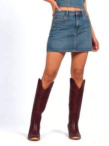 Women's Western Cowgirl Cowboy Boots Burgundy, Embroidered Knee High Side Zipper, Chunky Heel Vintage Distressed Retro Style, Winter Shoes Halloween Costume Christmas Gift Holiday Party New Year's Eve - 酒紅色 - 查看 7