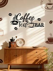 1pc CIFbuy Metal Coffee Bar Wall Decor - Rustic Iron Sculpture With "Coffee Tea Bar" Text And Leaf Pattern, Kitchen, Bar, Cafe Decoration, Unique Gift Idea, High-Quality Craftsmanship Kitchen Decor - Black - View 12