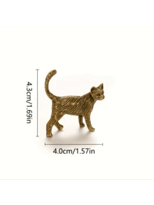 1件复古黄铜猫雕像 - 家居装饰，适用于客厅、卧室、办公桌 | 理想的节日礼物、办公桌装饰 | 铜质结构，猫咪装饰，新年装饰，圣诞节摆件 - 貓擺件 - 查看 4