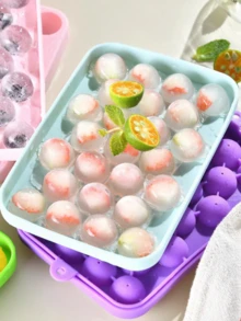 25-Cavity Silicone Ice Cube Tray, Small Ice Ball Mold, Whiskey Ice Cube Mold, Fruit Ice Cube Tray With Lid, Grape Shaped Handmade Soap Mold, Home Ice Cube Maker, Suitable For Summer Home Use, Bars, Clubs And Outdoor Summer Beverages, Refrigerator Ice Tray, Freezing, Parties, Travel, Weddings, Birthdays, Kitchens, Storage, Outdoor, Halloween, Christmas, Thanksgiving Supplies, Ice Cube Trays, Ice Makers, Kitchen Accessories - Multicolor - View 3
