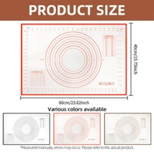 Large Silicone Baking Mat With Red Measurement Markings, Non-Slip Dough Mat For Pizza & Cookies - Multicolor - View 3