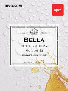 Bộ 1-12 nhãn dán chai rượu vang tùy chỉnh - Nhãn dán Prosecco & Champagne cá nhân hóa, nhãn rượu chống thấm nước và dầu, nhãn dán chai rượu cho lễ cưới, có sẵn màu trắng, xanh dương, đỏ, hoàn hảo cho kỷ niệm, đám cưới, tiệc đính hôn, quà tặng phù dâu, quà tặng Champagne sinh nhật, các buổi họp mặt ngày lễ. - Nhiều màu - Xem 19