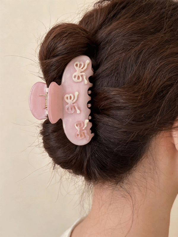 1 Stück rosa Schleife Haarclip, süßer Acryl-Harz Alltagsaccessoire für Frauen, Reisen, Geburtstag