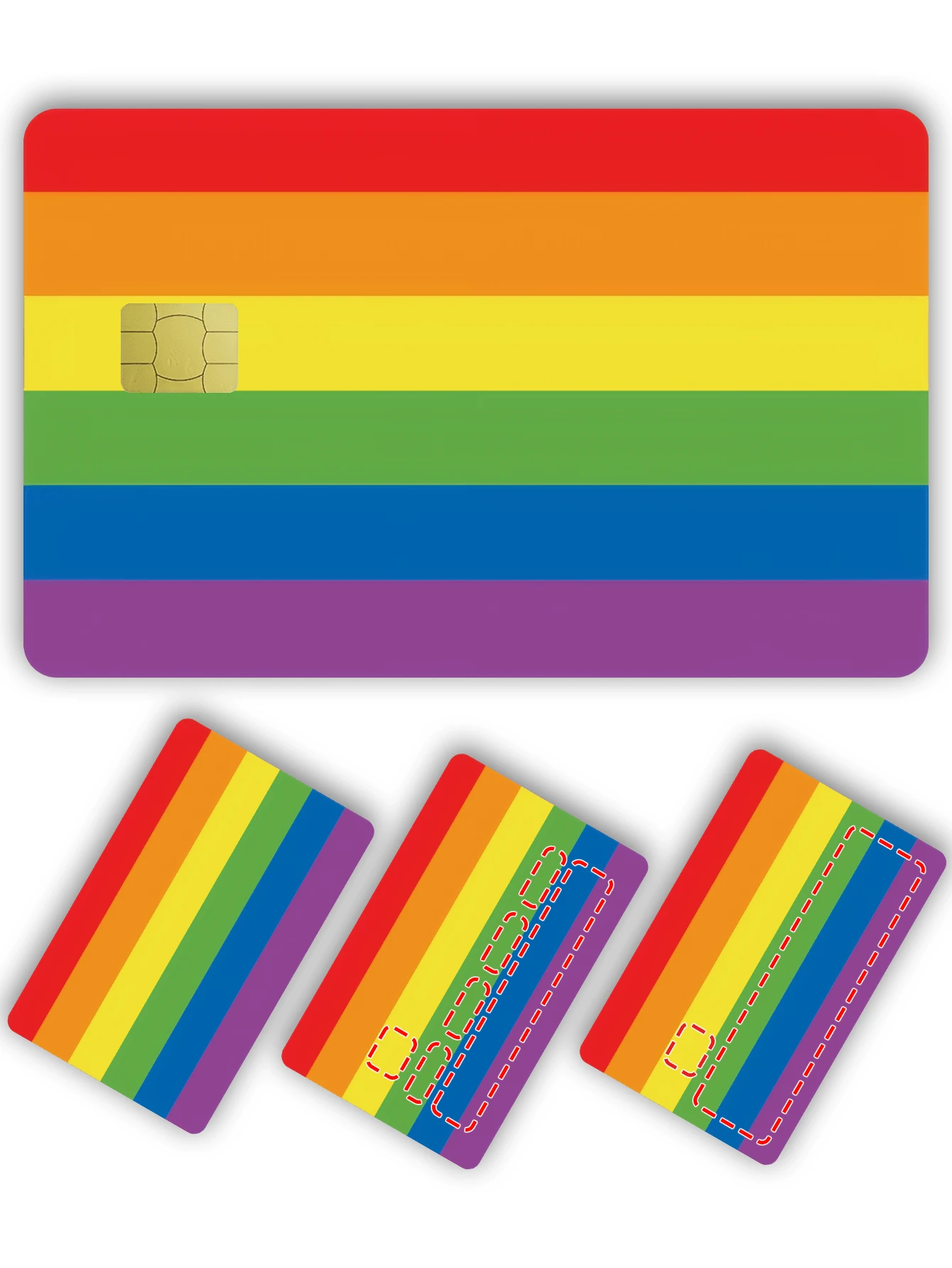 1pc Rainbow LGBTQ+ Credit Card Sticker, PVC Material Anti-Fingerprint Durable Anti-Scratch, Suitable For Men, Women, Couples, Decorative Sticker For Debit/Credit Cards, Transportation Cards, Student ID Cards - Multicolor - View 1