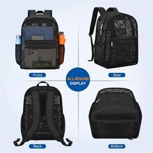 Large-Capacity, Breathable Mesh Backpack, Laptop Bag, And Sports Backpack. Unisex, Suitable For Various Occasions Such As Travel, Outings, Commuting To Work, And Outdoor Activities. Features Adjustable Shoulder Straps. - Black - View 4
