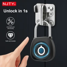 NJTY 1个智能指纹挂锁,快速指纹识别,无需钥匙即可解锁,USB充电金属防盗锁,便携式生物识别安全锁,防水轻便,适用于行李箱、橱柜、门锁等。 - 彩色 - 查看 7