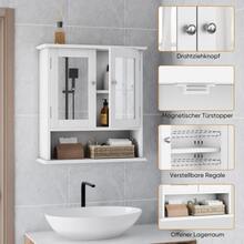 Bathroom Cabinet With Mirror, White Medicine Cabinet With Adjustable Shelf, Toilet Cabinet In Laundry Room And Kitchen. - White - View 7