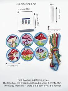 DIY Cross-Stitch Coaster Set, Includes 6 Patterns & Matching Embroidery Threads, Mushroom & Fruit Designs, Non-Slip Handmade Coasters, Multipurpose For Home, Kitchen, Holiday Parties, Great Gift For Crafters - Cross-stitch Coasters - View 9