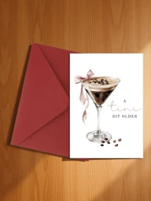 2pcs/Set Oversized Humorous Birthday Card And Envelope Set, Decorated With Watercolor Cocktail Pattern, Gift Card - A - View 5