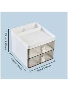 White Makeup Storage Box With Drawers, Plastic Desktop Organizer Rack, Multi-Functional Desk Tidy Box, Stationery Storage Container, Pen Holder, Cosmetic Display Stand, Makeup Brush Holder, Skincare Products Storage Box, Suitable For Bathroom, Study, Vanity, Can Be A Gift For Mom, Also Suitable For Beach, Bathroom, Bedroom, Large Capacity - White - View 8