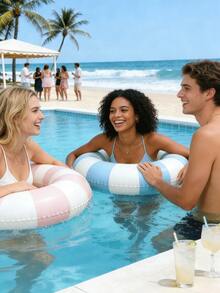 加厚闪光充气游泳圈，加厚PVC水晶游泳圈，腋下漂浮圈，可爱加厚圆形高浮力成人游泳圈，适合海滩、泳池派对、游戏和户外活动 - 新款 - 查看 5