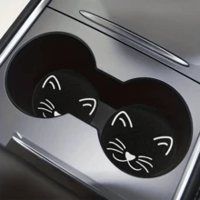 Bộ 2 đế lót ly hình mèo biểu cảm - đường kính 2,8 inch, làm bằng cao su tự nhiên chống trượt, phụ kiện bền bỉ cho nhà và xe hơi, phù hợp cho cả nam và nữ, có thể giặt, nặng 15 gram mỗi chiếc. - biểu hiện của mèo - Xem 9