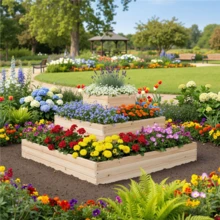 Butterslay 3-Tier Raised Garden Bed Vertical Multi-Level Wooden Elevated Planter Open-Bottom Elevated Garden Planter Raised Flower Bed For Balcony Patio Backyard Greenhouse, Wood - 花盆架 - 查看 1