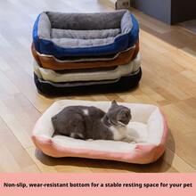 1个防滑毛绒猫/狗床，四季通用，防潮 | 北极绒面料，亲肤 | 24x18英寸，适合小型/大型宠物 | 夏季、宠物纪念日、户外露营 - 彩色 - 查看 12