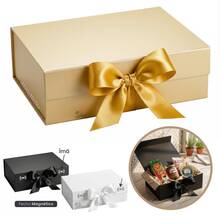 Cardboard Gift Box, Magnetic, Rigid, With Ribbon, 20x18x8cm, Decorative - 1PC - View 13