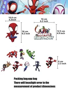 Bộ 13 món phụ kiện trang trí bánh kem hình Người Nhện Marvel, dùng cho tiệc sinh nhật, biển hiệu trang trí bánh sinh nhật cho bàn tráng miệng, phụ kiện chụp ảnh kỷ niệm khi làm bánh. - Hình trang trí bánh hình con nhện - Xem 5