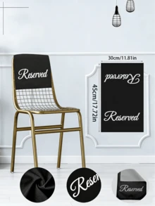 12pcs Reserved Seat Signs, Suitable For Chairs, Church Pews, Wedding Ceremonies, Banquets, Meetings Or Events, Also Suitable For Birthday Parties And Other Gatherings - Black Chaircloth - View 3