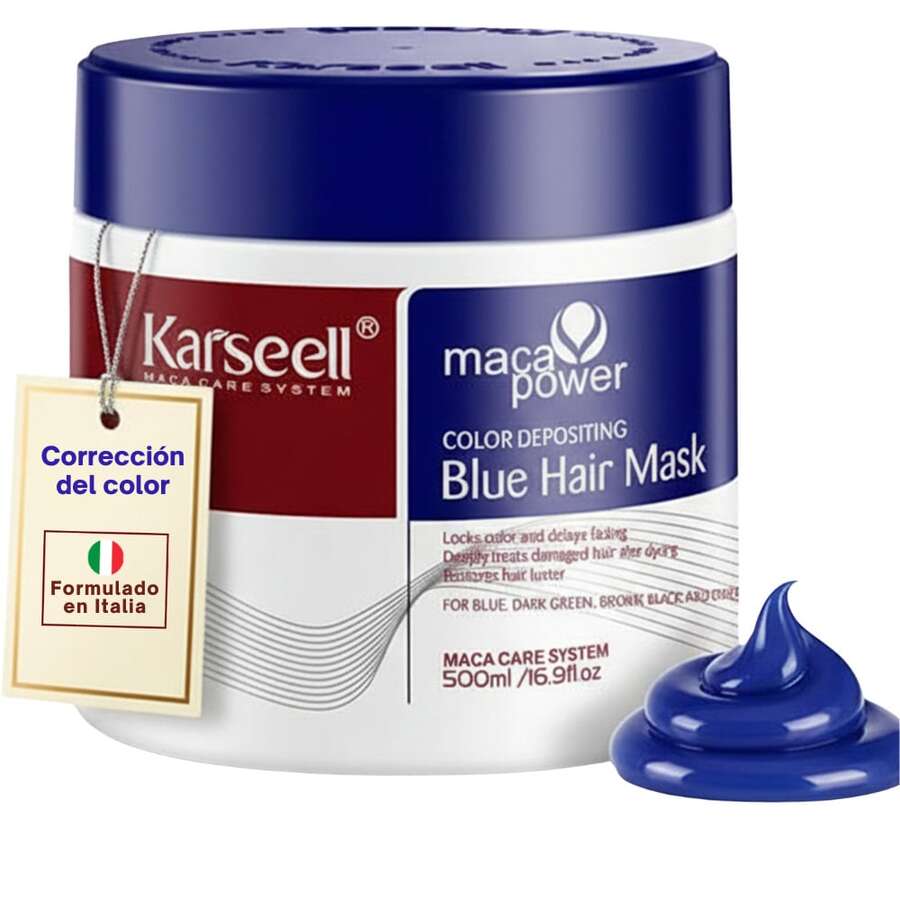 KARSEELL Intense Blue Pigment Hair Mask To Enhance Cool Tones, Neutralize Dull Shades, And Neutralize Warm Highlights. Professional Treatment That Adds Shine, Luminosity, And Softness. High-Purity Pigment For Uniform And Long-Lasting Results. Ideal For Blue, Black, Blue, Cool Brown, Or Color-Fading Hair. Creamy, Easy-To-Apply Formula That Moisturizes, Nourishes, Controls Frizz, And Improves Manageability, Leaving Hair Looser, Healthier, And With A Deep, Wash-Resistant Blue Tone. 500ml - Coconut - 查看 1