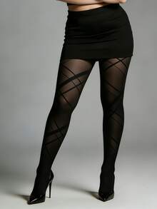 Luxury Polka Dot Tights, Foot Detail Design, Vintage Elegant Sexy Fashion Cute, Shiny Sequins Create Stunning Look, Warm And Shaping, Perfect For Formal Business Occasions, Holiday Parties, Dates And Stage Performances, Ideal Choice For Valentine's Day, Christmas And New Year Celebrations, Suitable For Spring, Summer, Autumn, Winter All Seasons, Women's Tights, 1 Pair. - Black - View 3