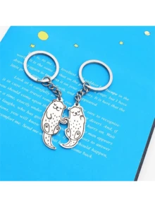 Bộ 2 móc khóa thời trang hình động vật dễ thương, móc khóa xe hơi hình rái cá, móc chìa khóa bằng thép không gỉ, mặt dây chuyền túi xách, quà tặng cho bạn thân, như hình minh họa. - A - Xem 7