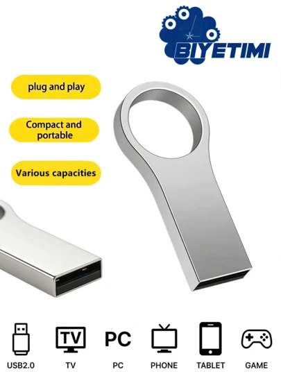 BIYETIMI 128GB/64GB/32GB Metal USB 2.0 Flash Drive, Compatible With All USB Devices