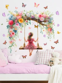 1pc Butterfly Swing Wall Sticker, Suitable For Bedroom, Living Room, Entrance, Balcony, Children's Room, Kitchen, Removable Matte Self-Adhesive Wall Decal, Home Decor Sticker, Vinyl Wallpaper, Spring Decoration, Adds Vitality To Your Home, Rama Decor Sticker Gift, Birthday Graduation Gift - Multicolor - View 6