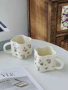 1pc2pc6.76 Oz. Charming Floral-Patterned Ceramic Mug - Elevate Your Coffee Experience And Ambiance; An Ideal Gift Choice For Moms And Best Friends. Perfect For Breakfast, Morning Coffee, Office Use, Afternoon Tea, Birthdays, Christmas, And Everyday Enjoyment. - Multicolor - View 8