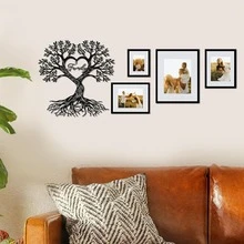 1pc, 40cm Family Tree Metal Sculpture - Life Tree Wall Decor With "Family" Text - Living Room Bedroom Entryway Metal Wall Hanging Decoration - Elegant Wall Art - Housewarming Gift - Black - View 5