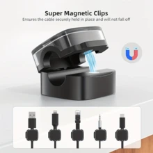 3个装磁性线缆夹，多色线缆整理器，桌面/墙面安装挂钩，适用于手机、数据线和充电器 - 查看 8