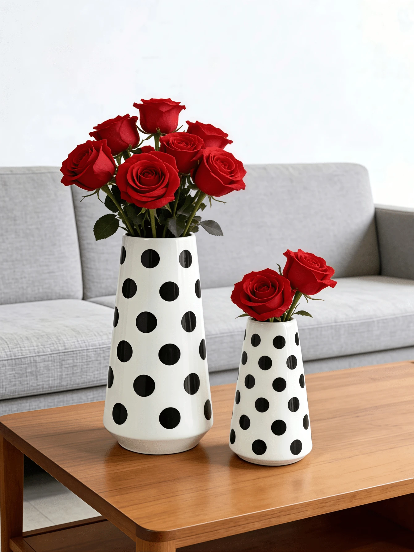 1pc New Black Polka Dot Ceramic Vase, New Chinese Style Decor, Living Room Flower Vase, Foyer Decoration, Retro Peony Vase, Oriental Black And White Porcelain Aesthetics Home Decor Glass Vase - Dots - View 1