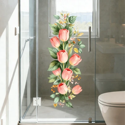 Bộ 1/2 miếng dán cửa sổ hình hoa hướng dương và hoa tulip rực rỡ được làm từ chất liệu PVC hút tĩnh điện có thể tái sử dụng, thích hợp cho phòng học, phòng khách, trưng bày cửa sổ cửa hàng hoa và làm quà tặng theo mùa.