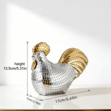1 Peça Decoração em Forma de Galo Disco DIY, Ornamento de Iluminação Reflexiva, Decoração de Mesa para Casa, Peça Central de Mesa para Festa e Casamento, Tema Disco - 1 item de ouro - Visão 4