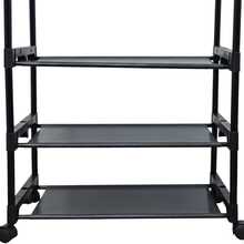 Perchero de doble varilla: percheros de metal para colgar ropa, perchero resistente con 3 estantes, organizador de ropa portátil para dormitorio, lavandería, sala de estar, negro - Negro - Ver 10