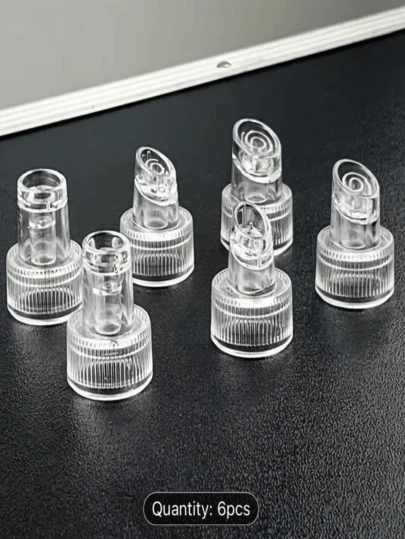 6pcs Hydro Oxygen Bubble Vacuum Tip Replacement Parts, Upgraded Black Pearl Beauty Instrument Spa Suction Probe Accessories With Sealing Ring, Universal Facial Cleaner Tool Set For Salon Home Use