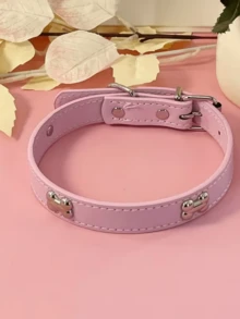 朋克风PU皮狗项圈，带骨头铆钉，可调节宠物项圈，适合小型和中型犬猫 - 彩色 - 查看 13