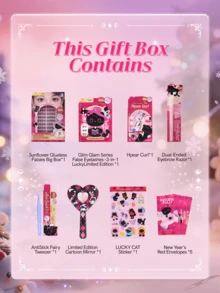 Set de pestañas postizas de estilo de dibujos animados reutilizables Mlen Diary, incluye 8 piezas como regalo de Año Nuevo, kit de extensión de pestañas naturales DIY - C - Ver 7