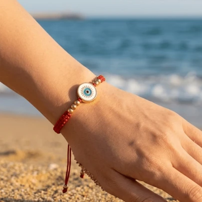 1pc Minimalist Evil Eye Bracelet, Red Woven Evil Eye Bracelet, Adjustable Wicked Eye Bracelet, Handmade Red Bracelet For Women, Suitable For Daily Wear, Festivals, Gifts For Family, Friends, Lovers, Blessing, Lucky, Birthday, Anniversary